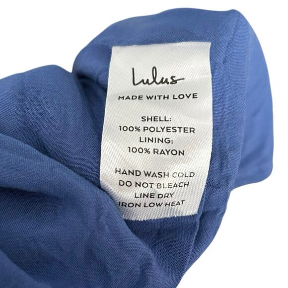 LULUS Postcard from Paris DustyBlue‎ Puff Sleeve Flare Short Mini Dress-Size L - Picture 6 of 6